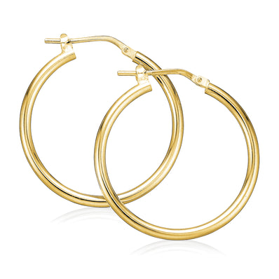 9ct Yellow Gold 25x1.5mm Polished  Hoop Earrings