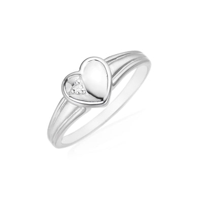 My First Diamond Kids Sterling Silver Diamond Set Signet Ring