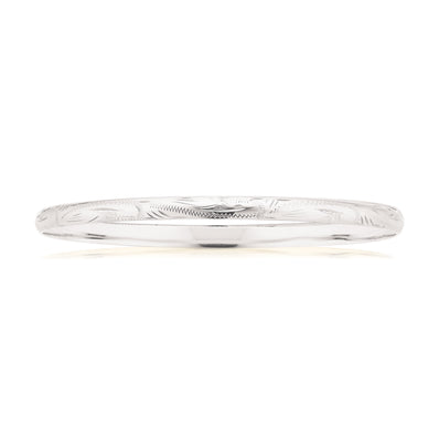 Sterling Silver 63x4m Engraved Half Round Bangle