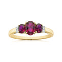 9ct Yellow Gold Oval Cut Created Ruby & Diamond Set Ring