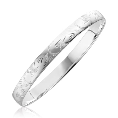 Sterling Silver 68x8mm Engraved Bangle
