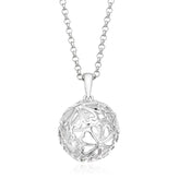 Sterling Silver Diamond Set Flower Ball Necklace Pendant