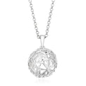 Sterling Silver Diamond Set Flower Ball Necklace Pendant