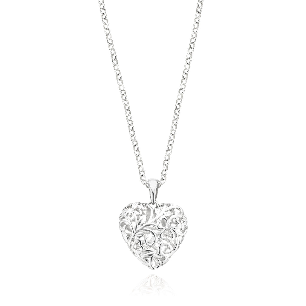 Sterling Silver Diamond Set Heart Necklace Pendant
