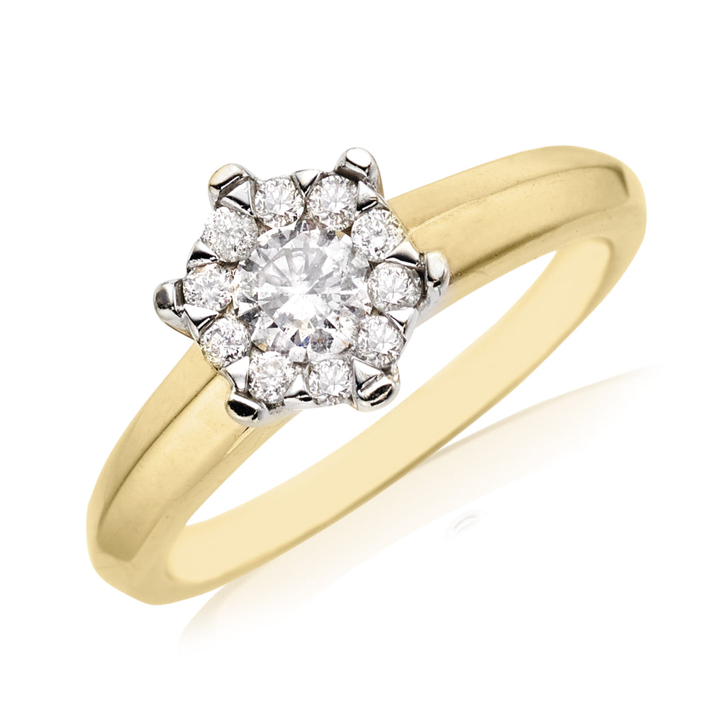 9ct Two Tone Gold Round Brilliant Cut with 1/2 CARAT tw of Diamonds Ring