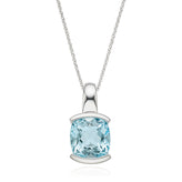 Sterling Silver Cushion Cut Blue Topaz Pendant