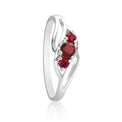 Sterling Silver Round Brilliant Cut Created Ruby Fashion Ring