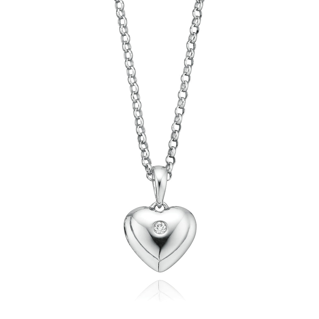My First Diamond Kids Sterling Silver Diamond Set Heart Necklace