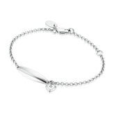 My First Diamond Kids Sterling Silver Diamond Set ID Name Plate with Heart Charm Bracelet