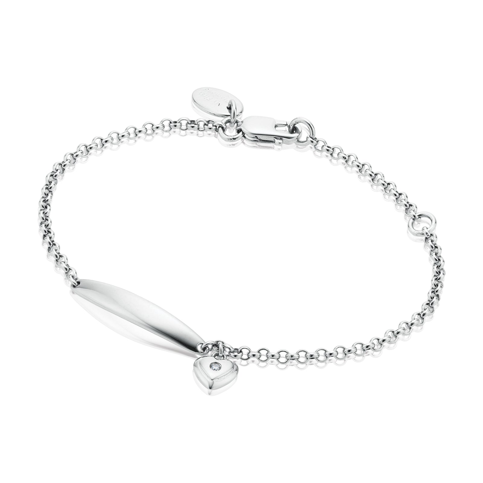 My First Diamond Kids Sterling Silver Heart Charm Bracelet