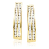 9ct Yellow Gold Round Brilliant Cut with 1 CARAT tw of Diamonds Huggie Earrings