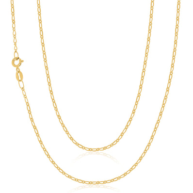 9ct Yellow Gold 45cm Diamond Cut Figaro Chain