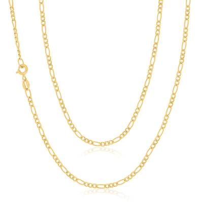 9ct Yellow Gold 45cm Diamond Cut 1:3 Figaro Chain