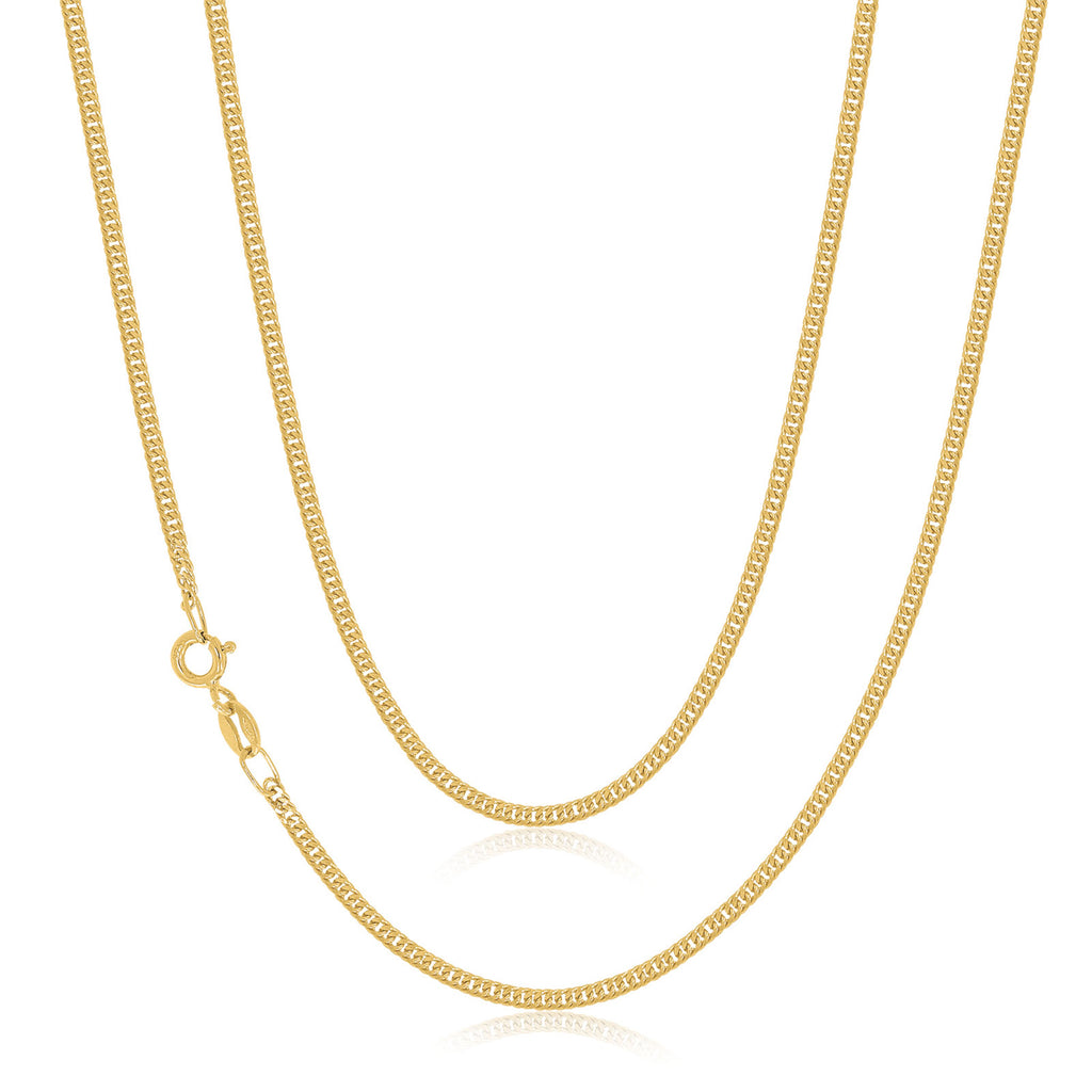9ct Yellow Gold 45cm Double Curb Chain