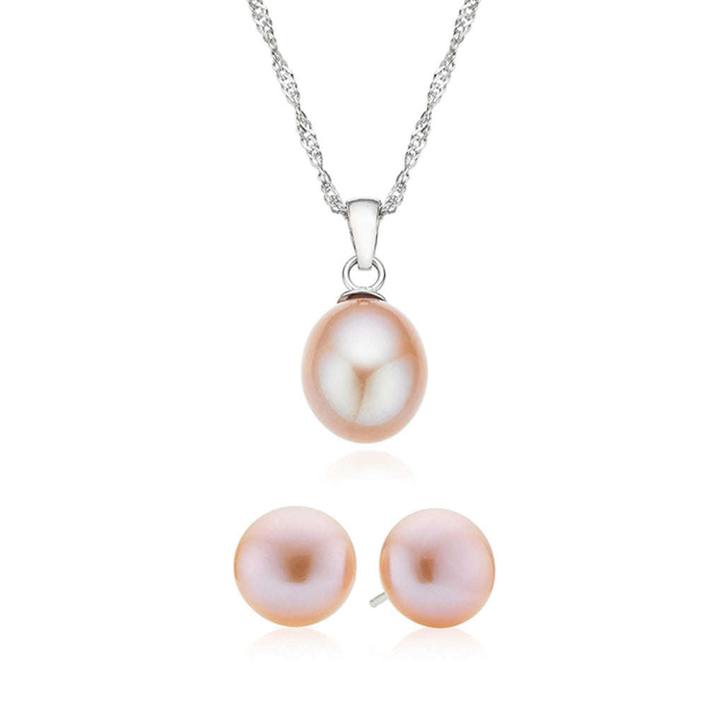 Sterling Silver 9-10mm Freshwater Pearls Gift Set