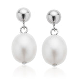 Sterling Silver 8-9mm Fresh Water Pearl Drop Earrings
