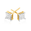 9ct Yellow Gold Princess Cut with 1/4 CARAT tw of Diamonds Stud Earrings