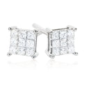9ct White Gold Princess Cut with 1/4 CARAT tw of Diamonds Stud Earrings