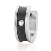 Tensity Stainless Steel with Cubic Zirconia Single Huggies Earrings