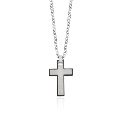 Tensity Stainless Steel Cross Pendant and Chain Necklace