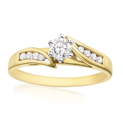 18ct Two Tone Gold Round Brilliant Cut with 1/2 CARAT tw of Diamonds Ring