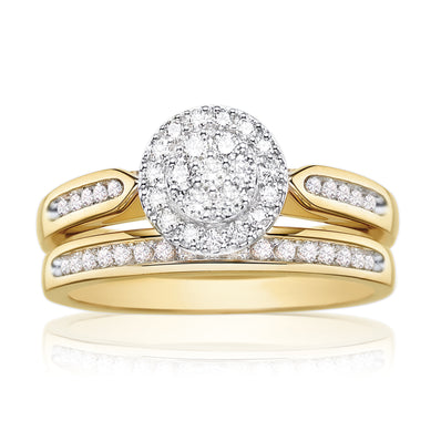 9ct Two Tone Gold Round Brilliant Cut with 1/2 CARAT tw of Diamonds Ring