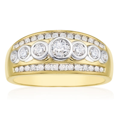 18ct Two Tone Gold Round Brilliant Cut with 1 CARAT tw of Diamonds Ring
