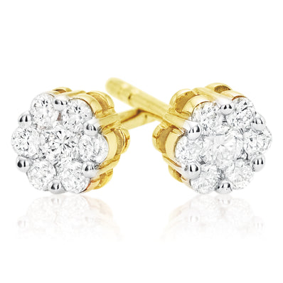 9ct Yellow Gold Round Brilliant Cut with 1/4 CARAT tw of Diamonds Studs