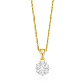 9ct Yellow Gold Round Brilliant Cut with 1/4 Carat tw of Diamonds Pendant