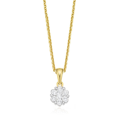 9ct Yellow Gold Round Brilliant Cut with 1/4 Carat tw of Diamonds Pendant