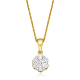 9ct Yellow Gold Round Brilliant Cut with 1/2 Carat tw of Diamonds Pendant