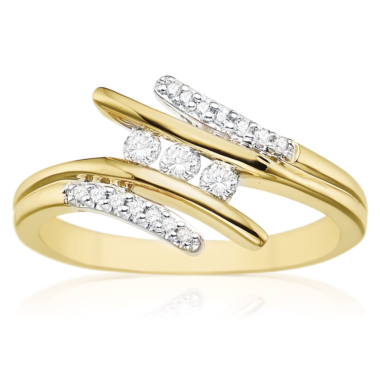 9ct Yellow Gold Round Brilliant Cut with 0.15 CARAT tw of Diamonds Ring