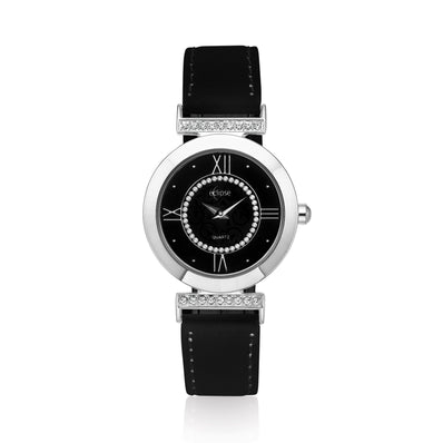 Eclipse Black Dial Silver Tone Bezel  Watch