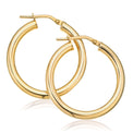 9ct Yellow Gold & Silver-filled 20x4mm Polished  Hoop Earrings