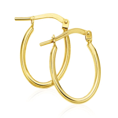 9ct Yellow Gold & Silver-filled 10mm  Hoop Earrings