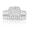 New York 14ct White Gold Round Brilliant Cut with 3 CARAT tw of Diamonds Ring Set