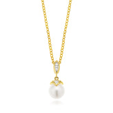 9ct Yellow Gold Freshwater Pearl & Diamond Set Pendant