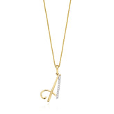 9ct Yellow Gold Round Brilliant Cut Initial A with 0.06 CARAT tw of  Diamond Pendant