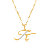 9ct Yellow Gold Round Brilliant Cut Initial A with 0.06 CARAT tw of  Diamond Pendant