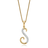 9ct Yellow Gold Round Brilliant Cut Initial A with 0.06 CARAT tw of  Diamond Pendant