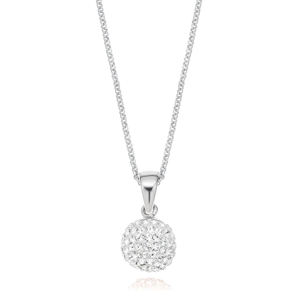 Eclipse Sterling Silver Ball Necklace Made with Austrian Crystals Pendant