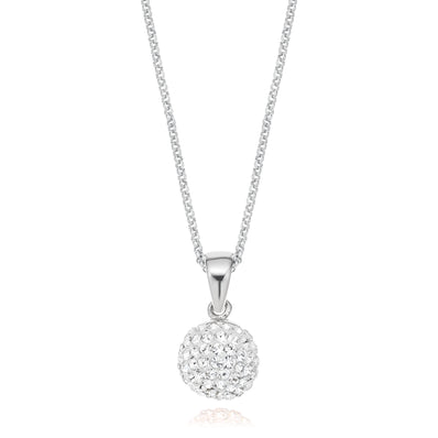 Eclipse Sterling Silver Ball Necklace Made with Austrian Crystals Pendant