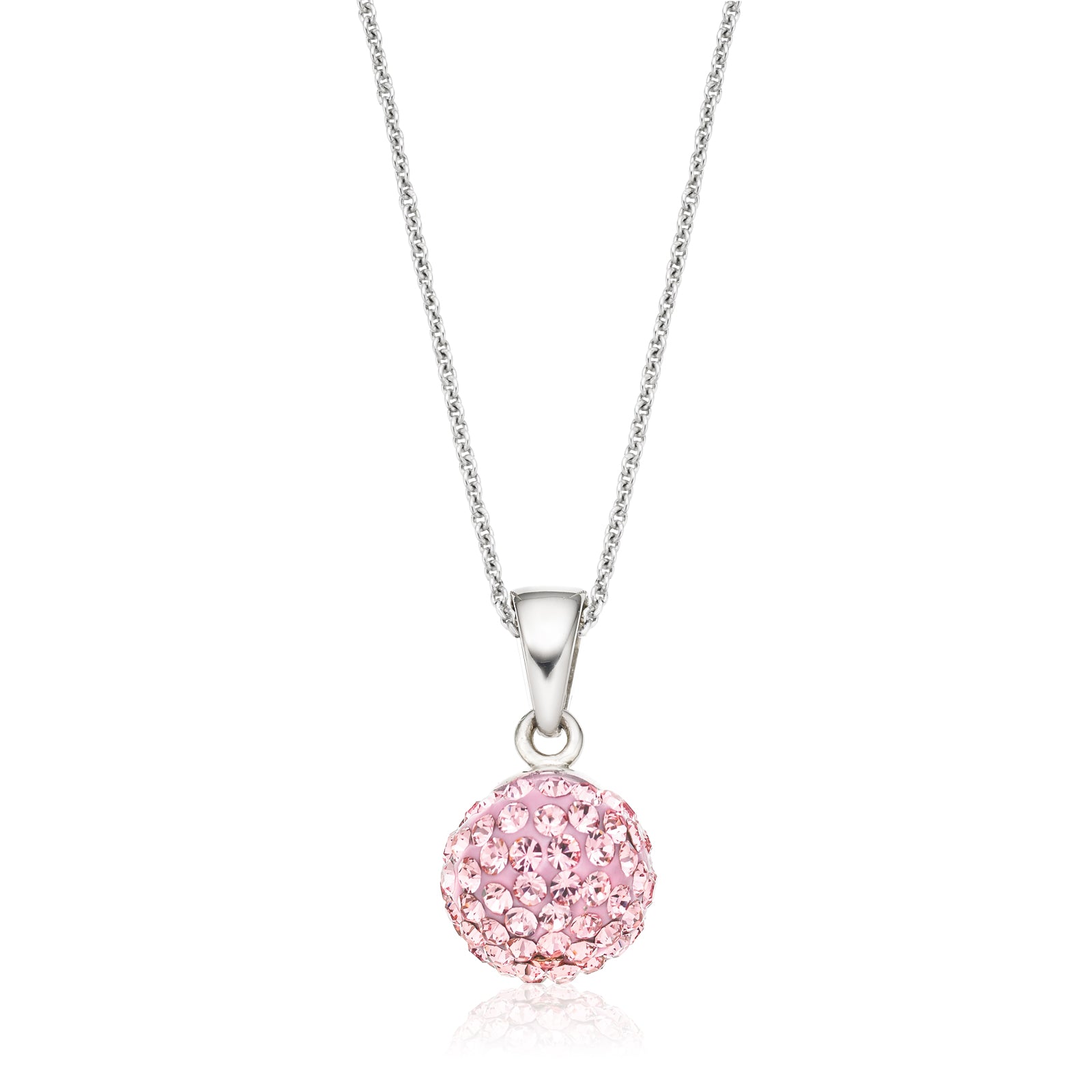 Eclipse Sterling Silver Ball Necklace Made with Austrian Crystals Pendant