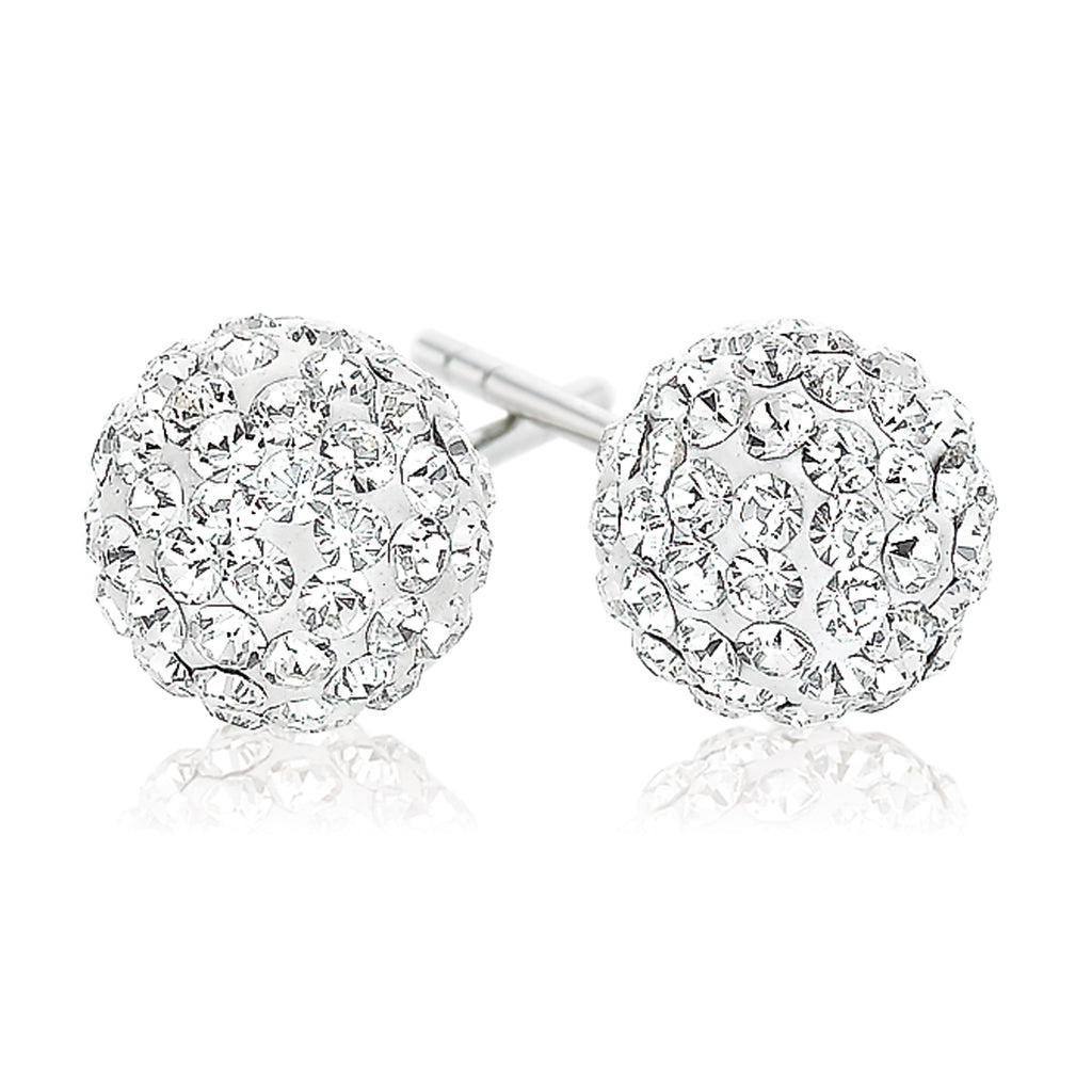 Eclipse Sterling Silver BallMade with Austrian Crystal Stud Earrings