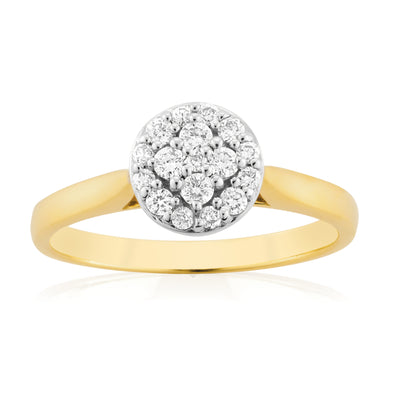 9ct Yellow Gold Round Brilliant Cut with 1/4 CARAT tw of Diamonds Ring