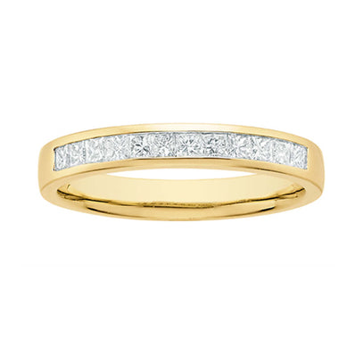 9ct Yellow Gold Princess Cut with 1/2 CARAT tw of Diamonds Ring