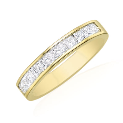 9ct Yellow Gold Princess Cut with 1 CARAT tw of Diamonds Ring