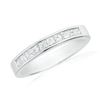 18ct White Gold Princess Cut with 1/2 CARAT tw of Diamonds Ring
