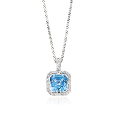 KISS Sterling Silver Square & Round with Cubic Zirconia Made with Swarovski elements Pendant