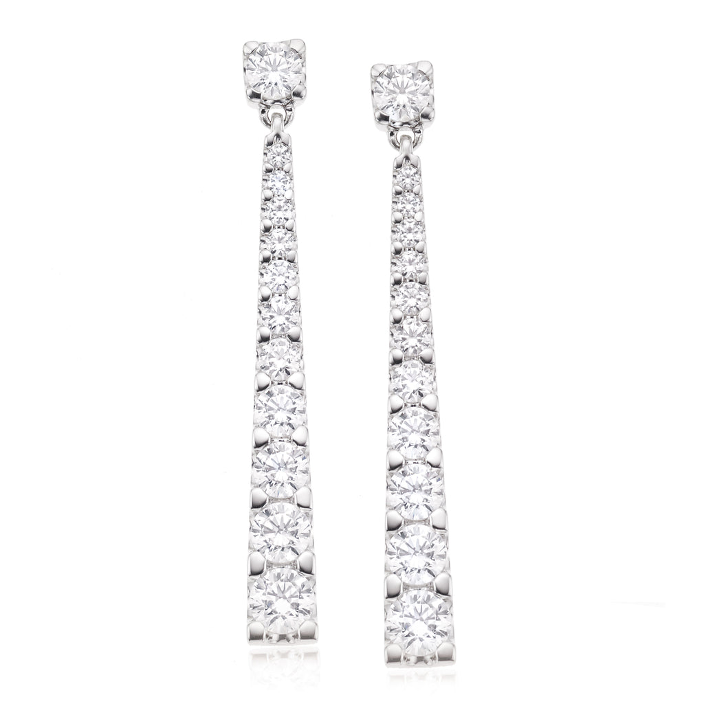 KISS Sterling Silver Round Cubic Zirconia Made with Swarovski elements Drop Earrings